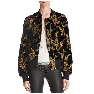 The Kooples Golden Fern Lace Up Bomber Jacket, Size 2/M